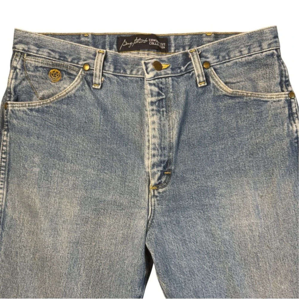 Wrangler George Straight Slim Cowboy Cut ‎ Blue Jeans Mens 34x30 Western STAINS